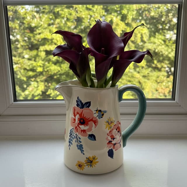 Output: Flower Jug with Flowers on Window sill